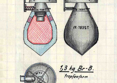 Zeichnung der 1,3 kg Brandbombe (© VBS, KAMIR)
